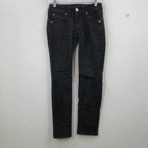 True Religion Womens Black Medium Wash Belt Loops Denim Skinny Jeans Siz…